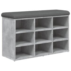 vidaXL Пейка за обувки, бетонно сив, 82x32x50 см, инженерно дърво