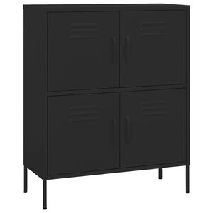 vidaXL Шкаф за съхранение, черен, 80х35х101,5 см, стомана
