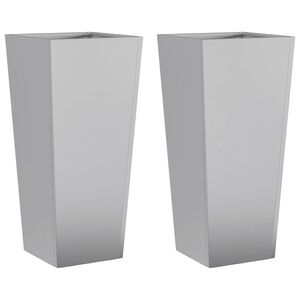 vidaXL Градински кашпи, 2 бр, 35x35x75 см, поцинкована стомана