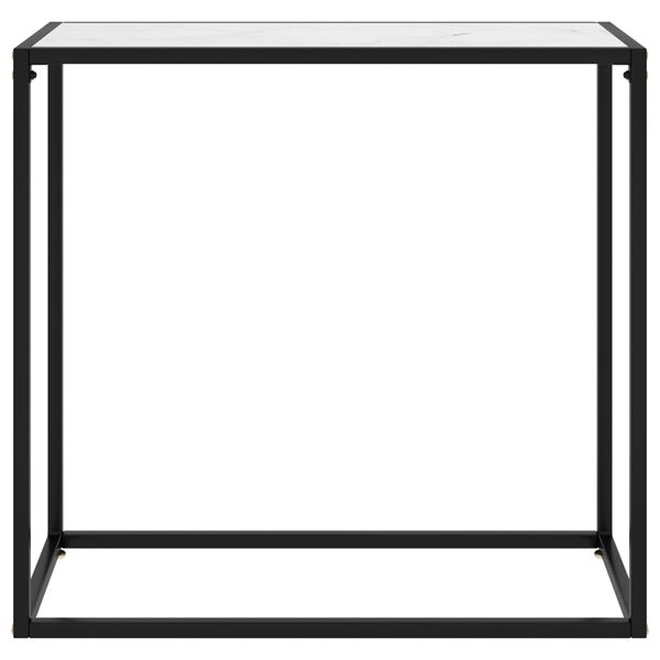vidaXL Конзолна маса, бяла, 80x35x75 cм, закалено стъкло
