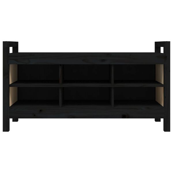 vidaXL Пейка за антре, черна, 110x40x60 см, борово дърво масив