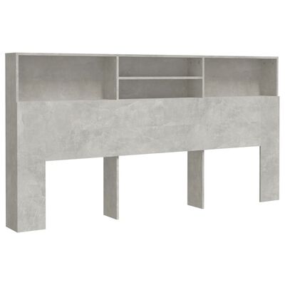 vidaXL Табла за легло тип шкаф, бетонно сива, 200x19x103,5 см