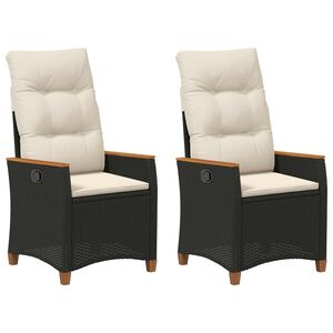 vidaXL Лежанка за градина Черен и кремав 64 x 57,5 x 112 см полиратан