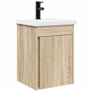 vidaXL Мивка за баня със смесител Дъб сонома 42 x 40 x 74,5 см