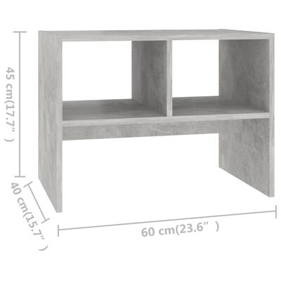 vidaXL Странична маса, бетонно сива, 60x40x45 см, ПДЧ