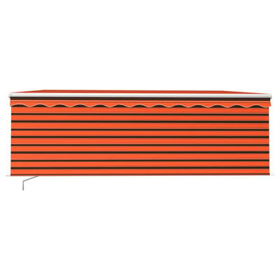 vidaXL Ръчно прибиращ се сенник с щора, 4x3 м, оранжево-кафяв