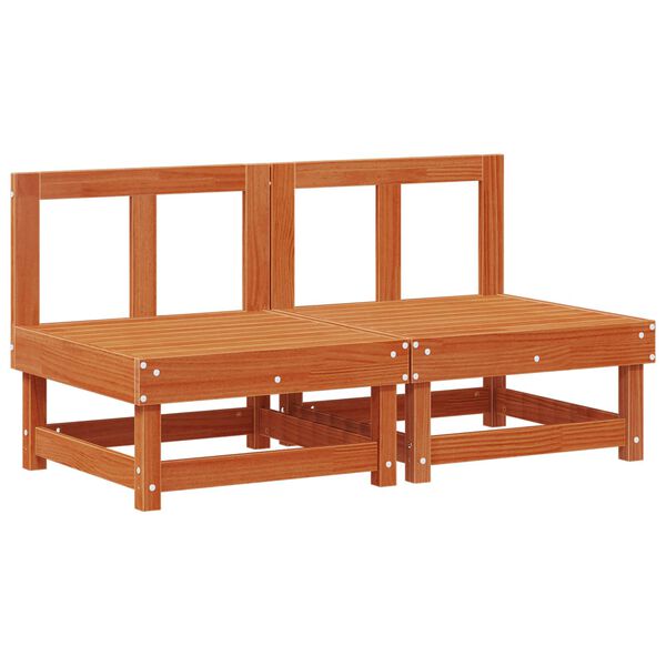 vidaXL Градинен среден диван Масивна боровина Восъчен Кафяв