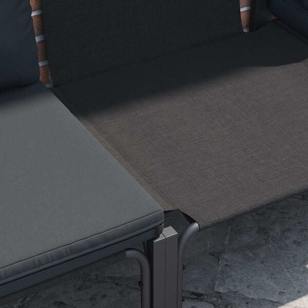 vidaXL Градински Софа Комплект с възглавница 14 pcs Черно Стомана