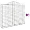 vidaXL Габионни кошници арка 5 бр 200x30x160/180 см поцинковано желязо