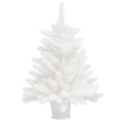 vidaXL Изкуствено коледно дърво, реалистични иглички, бяло, 65 см