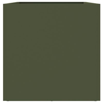 vidaXL Кашпа, маслиненозелена, 62x30x29 см, студеновалцувана стомана