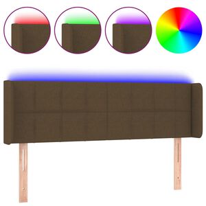 vidaXL LED Горна табла за легло, тъмнокафява, 147x16x78/88 см, плат