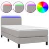 vidaXL Боксспринг легло с матрак и LED, светлосиво, 90x200 см, плат