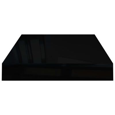vidaXL Окачен стенен рафт, черен гланц, 40x23x3,8 см, МДФ