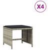 vidaXL Външни табуретки с възглавници 4 бр светлосиви 40x40x35 см