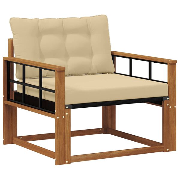 vidaXL Комплект дивани за открито Солидно акациево дърво и текстилена