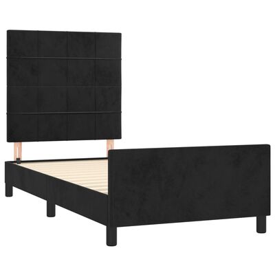 vidaXL Рамка за легло с табла, черна, 90x190 см, кадифе