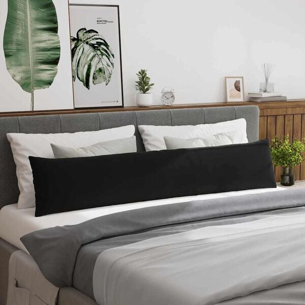 vidaXL Диван възглавници 2 pcs Черно 200 x 40 см Кордюрова тъкан