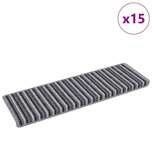 vidaXL Самозалепващи стъпаловидни постелки 15 pcs Сив 65 x 21 x 4 cm