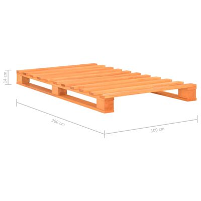 vidaXL Палетна рамка за легло, кафява, бор масив, 100х200 см