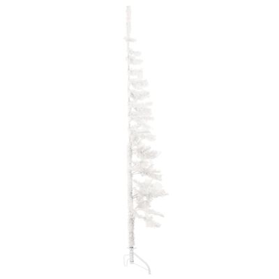 vidaXL Тънка изкуствена половин коледна елха със стойка бяла 120 см