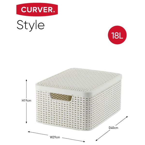 421844 Curver "Style" Storage Basket with Lid 3 pcs White 240652