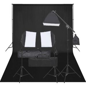 vidaXL Фотографски комплект за студио с комплект лампи и фон