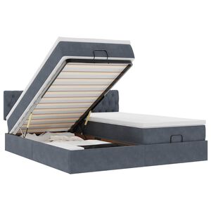 vidaXL Османска легло с матраци и LED, тъмносиво, 180x200 см, кадифе
