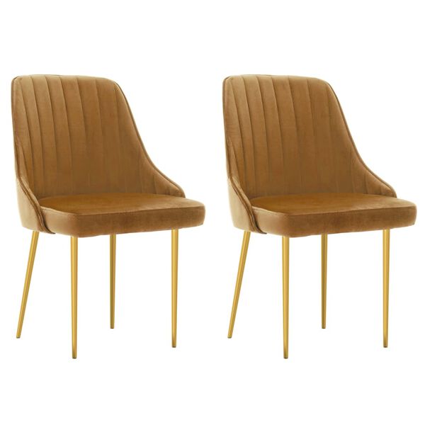 vidaXL Трапезни столове, 2 бр, кафяви, кадифе