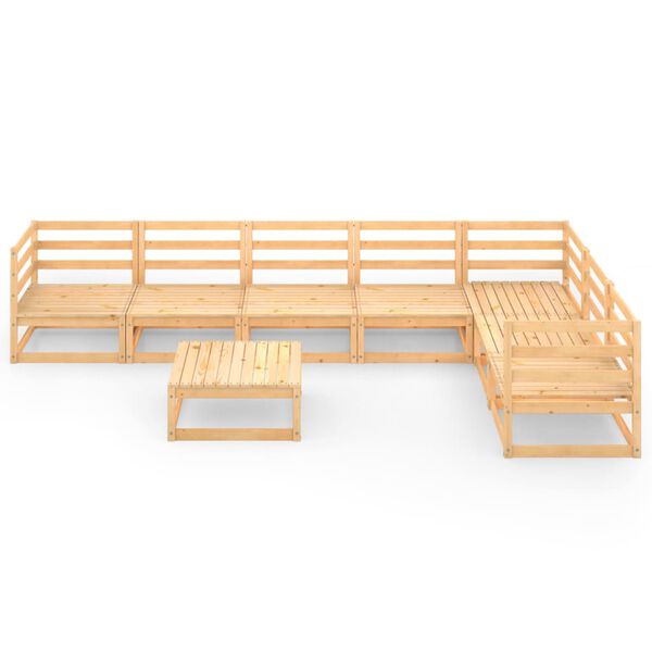 vidaXL Градински лаундж комплект, 8 части, борово дърво масив