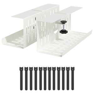 vidaXL Т Tray за управление на кабелите под бюрото 2 бр. Бяло