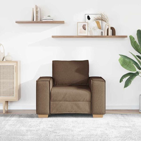 vidaXL Диван-фотьойл, кафяв, 100x78x84 см, плат