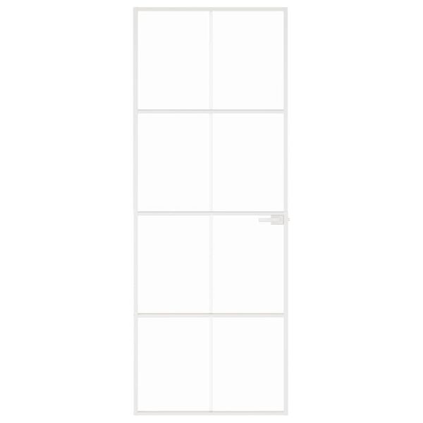 vidaXL Интериорна врата бяла 76x201,5 см закалено стъкло и алуминий
