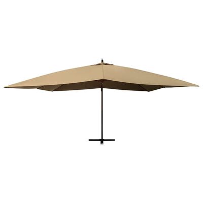 vidaXL Конзолен чадър с дървен прът, 400x300 см, таупе
