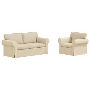 vidaXL Комплект дивани 2 pcs Крем 175 x 82 x 80 см текстил