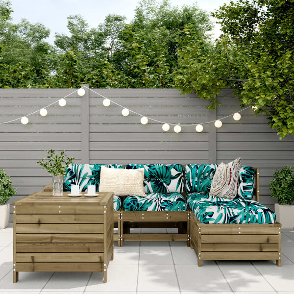 vidaXL Градински комплект диван от 5 части, импрегниран бор