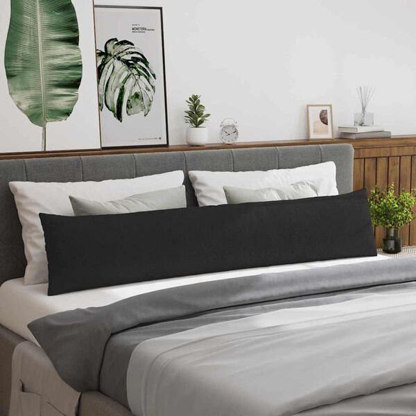 vidaXL Диван възглавници 2 pcs Черно 200 x 40 см текстил