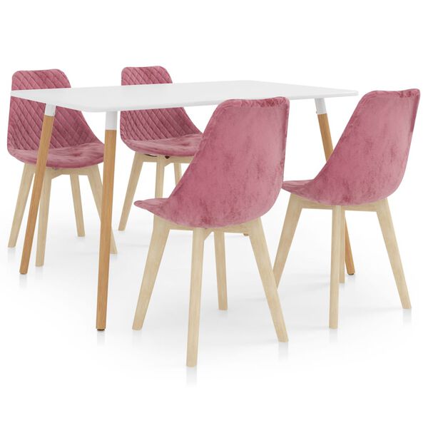 vidaXL Трапезен комплект от 5 части, розов