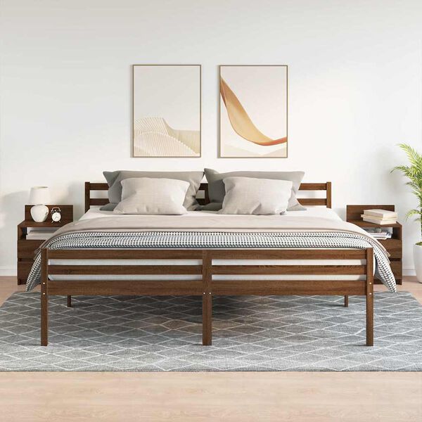 vidaXL Нощни шкафчета, 2 бр, с 2 чекмеджета, Кафяв дъб, 40x33x60 см