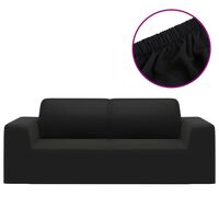 vidaXL Разтеглив калъф за 2-местен диван, черен, полиестерно жарсе