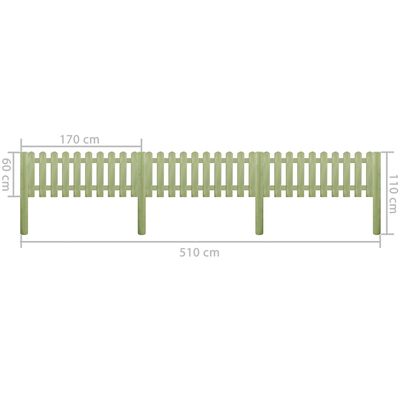 vidaXL Решетъчна ограда, импрегниран бор, 5,1 м, 110 см, 6/9 см