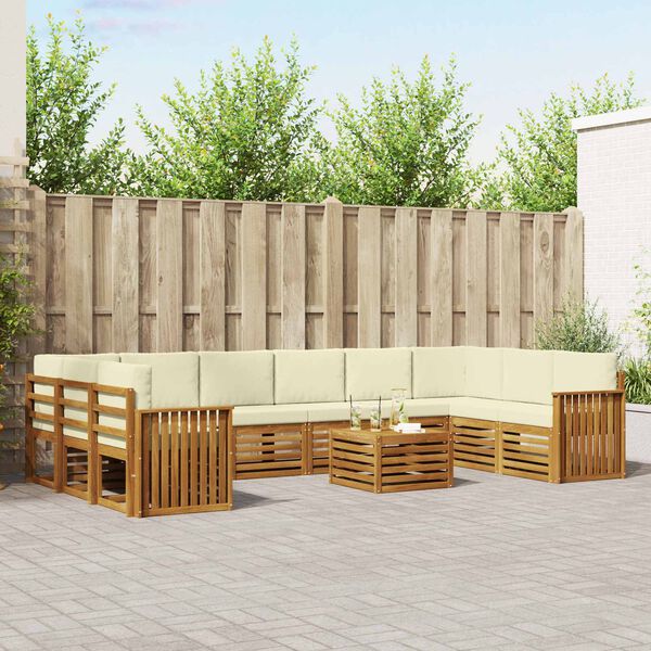 vidaXL Комплект секционен диван с възглавница 11 pcs Натурален и Крема