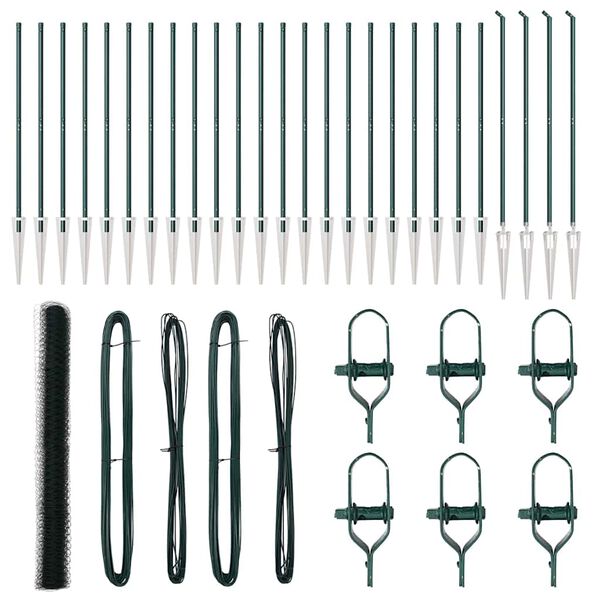 vidaXL Оградa с колчета Зелен 1.5 x 50 m Покрит със PVC стомана