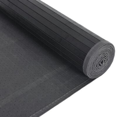 vidaXL Килим, правоъгълен, черен, 80x300 см, бамбук
