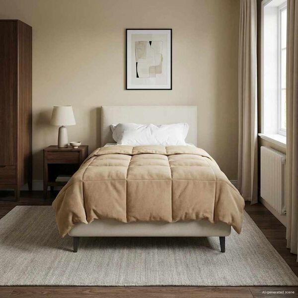 vidaXL Зимен юрган Патичено Тъмен син 140 x 220 cm Микрофибър