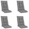 vidaXL Накланящи градински столове с възглавници, 4 бр, тик масив