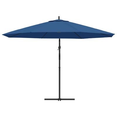 vidaXL Градински чадър с чупещо рамо и алуминиев прът, 350 см, син