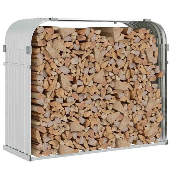 vidaXL Поставка за дърва, сребрист, 120x45x100 см, поцинкована стомана