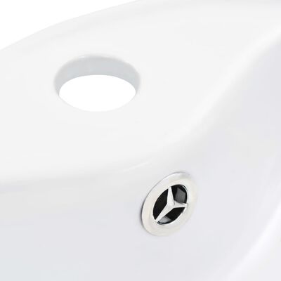 vidaXL Мивка с преливник, 36x13 см, керамична, бяла