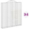 vidaXL Габионни кошници арка 4 бр 200x30x220/240 см поцинковано желязо